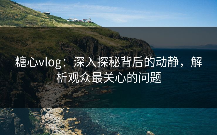 糖心vlog：深入探秘背后的动静，解析观众最关心的问题  第1张